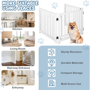 3 Panel Folding Pet Gate 207 x61CM-White - White by Costway