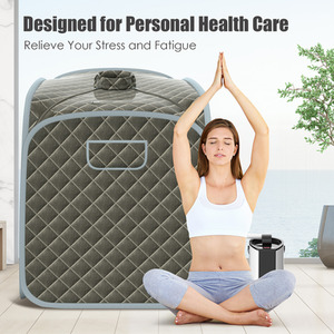 Foldable Personal Therapeutic Steam Spa Sauna-Grey - Grey by Costway