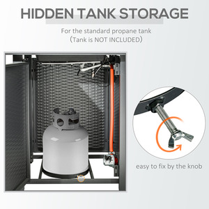 Outsunny Square Rattan Propane Gas Fire Pit Table, 50000 BTU - Black by Outsunny