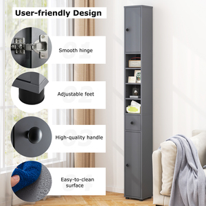 Freestanding Bathroom Cabinet - Grey by Costway