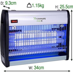 Electric LED Indoor UV Light Insect Fly Killer - Silver / 16W by Xterminate