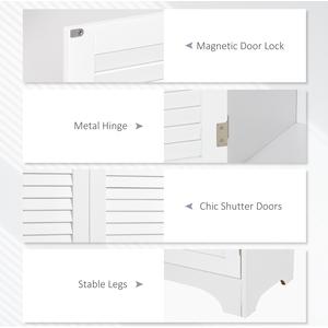 HOMCOM Tall Freestanding Bathroom Cabinet Retro Shutters White - White by HOMCOM