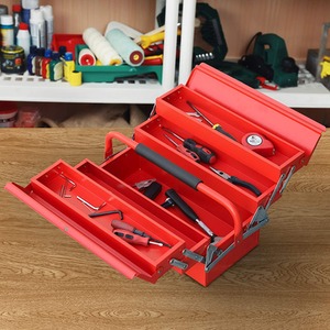 DURHAND 3 Tier Metal Tool box - Red / 34.5cm by DURHAND