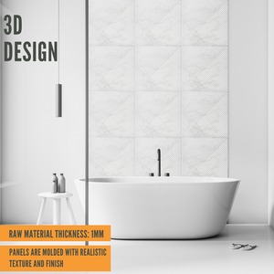 3D Wall Panels (50x50 cm) PVC Cladding Panel in Chevron Line Design by NOVECRAFTO