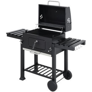 Mobile BBQ Cooker with Side Shelves - Black by Kidkid