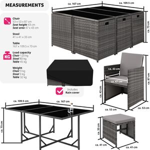 Malaga 641 Rattan Garden Furniture Set with Protective Cover by tectake