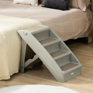 Foldable Pet Stairs Portable Dog Steps - Grey by PawHut