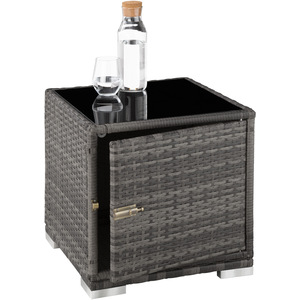 2 Rattan Sunloungers with Table and Protective Cover - Grey by tectake