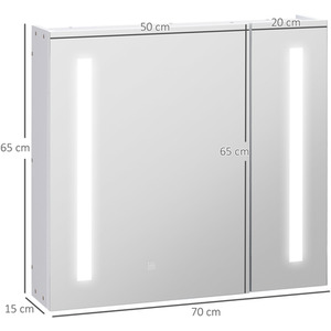 LED Illuminated Bathroom Mirror Cabinet with Lights - White by kleankin