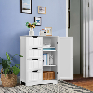 Wooden Bathroom Cabinet with Drawers and Shelf - White by Yaheetech