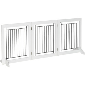 PawHut Dog Gate, Freestanding Pet Gate with 2 Support Feet - White by PawHut