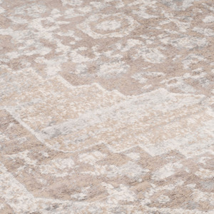 Neutral Beige Traditional Medallion Living Area Rug - Beige / 240 x 60cm by The Rug House