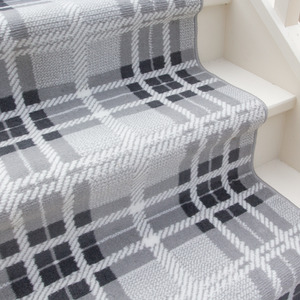 Grey Tartan Cut To Measure Stair Carpet Runner 60cm Wide by The Rug House