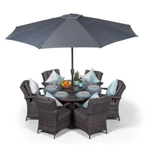 Arizona Round Rattan Patio Dining Set - Grey / 9 by Giardino