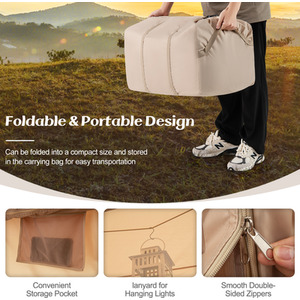 4-6 People Inflatable Camping Tent for Family Camping - Brown by Costway