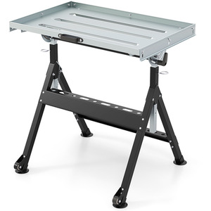 Folding Welding Table 180 Kg Load Tiltable Steel Workbench - Black by Costway