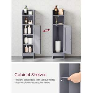 Slim Bathroom Storage Cabinet with two Shelves - Grey by VASAGLE