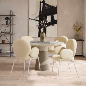Dining Chair Scandi - Padded Boucle Cover, High Backrest by tectake