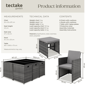 Malaga 641 Rattan Garden Furniture Set with Protective Cover by tectake