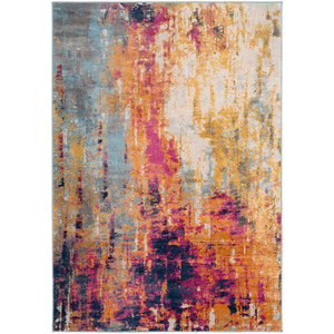 Bold Multicolour Distressed Abstract Living Area Rug by The Rug House