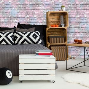 3D Brick Effect Wallpaper Paint Slates Stones Rustic Wallpaper - Lilac, Pink, Blue by YoL