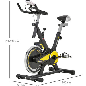 HOMCOM Upright Exercise Bike with Adjustable Resistance Seat - Black and Yellow by HOMCOM