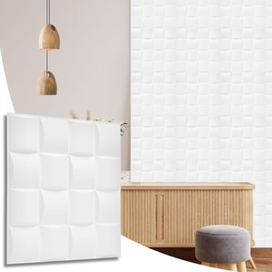 3D Wall Panels (50x50 cm) PVC Cladding Panel in Square Grid Lattice Design by NOVECRAFTO