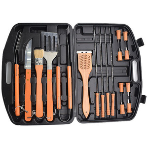 18 Pieces Stainless Steel Barbecue Equipment Kit - Orange