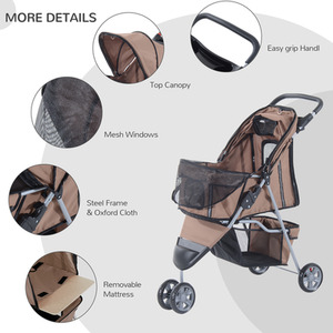 Pawhut Pet Travel Stroller - Brown by Pawhut