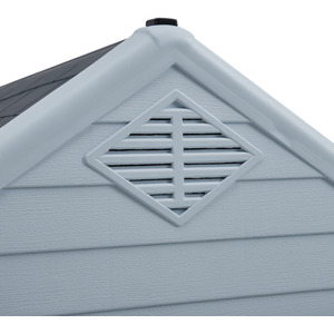 Kidkid Dog Kennel Large Plastic Pet Garden House - Black + White + Grey / 75cm by Kidkid