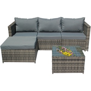 5Pcs Rattan Garden Furniture Set - Grey by BIRCHTREE
