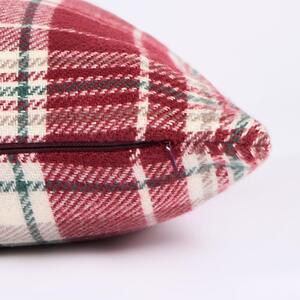 Pack Of Dorset Woven Check Filled Cushions - Red / 4 by OHS