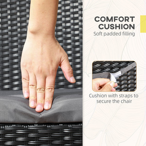 Outsunny Cushioned 2 Pieces Rattan Garden Chairs by Outsunny