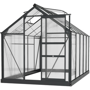 Outsunny Polycarbonate Walk-In Aluminium Garden Greenhouse - Grey, Clear / 6x10ft by Outsunny