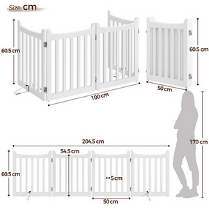 Yaheetech 4-Panel Foldable Wooden Dog Gate Pet Fence - White / 60.5cm by Yaheetech