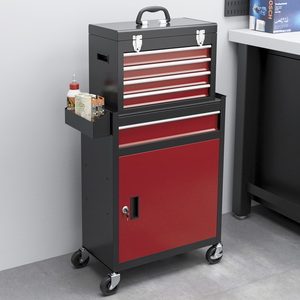 HOMCOM Tool Cabinet on Wheels with 5 Drawers - Red by HOMCOM