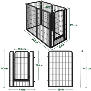 6 Panels Metal Dog Pet Playpen - Black / 1.2cm / 100cm by Yaheetech
