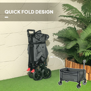 Outsunny Folding Trolley on Wheels with Openable Sides - Grey by Outsunny