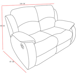 Monaco 2 Seater Recliner Sofa - Grey