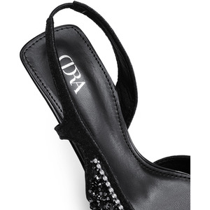 Heels Pointed Toe Slingback with Rhinestone Detail by Livingandhome