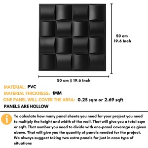 3D Wall Panels (50x50 cm) PVC Cladding Panel in Square Grid Lattice Design by NOVECRAFTO