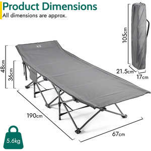 Lightweight Folding Camping Bed with Carry Bag - Grey by Trail