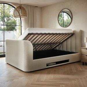 Megane Boucle Side Lift TV Ottoman - Beige / Double by Flair