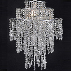 CGC LIZA Three Tier Chandelier Crystal and Chrome Ceiling Light Shade - Chrome by CGC Lighting