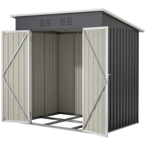 Metal Garden Shed With Free Foundation - Anthracite & White / 4ft x 6ft by BIRCHTREE