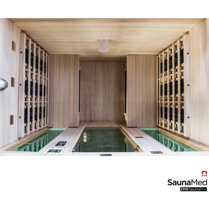 4 Person Indoor Classic Hemlock FAR Infrared Sauna EMR Neutral - Brown by SaunaMed