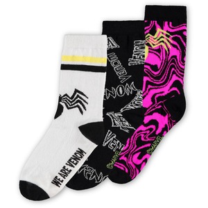 MARVEL COMICS Venom Logo All-over Print Children's Crew Socks (3-Pack) - White by MARVEL COMICS