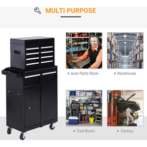 DURHAND 2 in 1 Metal Tool Cabinet Storage Box - Black by DURHAND