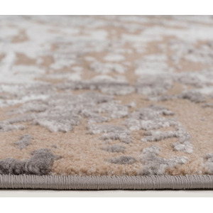 Warm Beige Grey Distressed Abstract Geometric Motif Area Rug by The Rug House