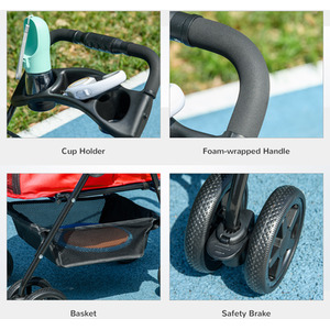 PawHut Dog Stroller Pet Travel Pushchair Foldable - Red by PawHut